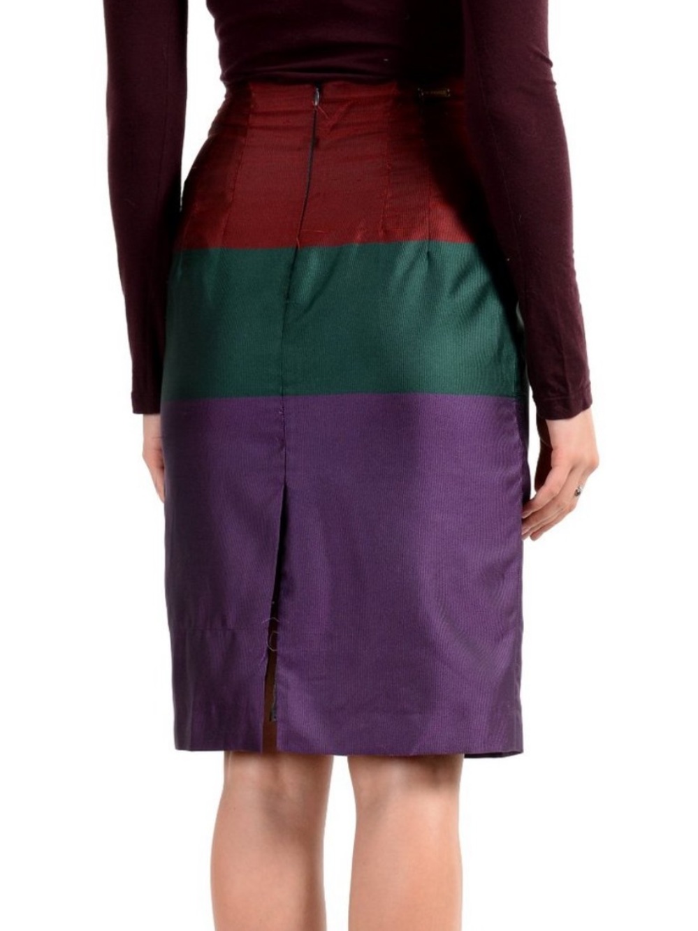 Gianfranco Ferré Colorblock Pencil Skirt in Purple, Green & Red